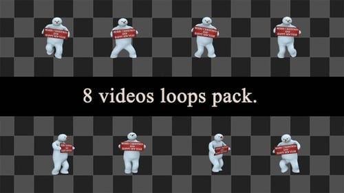 Animated Snowman Characters with Holiday Signs Loop Pack