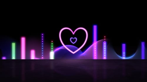 Neon Heart Love Music Visualizer Background