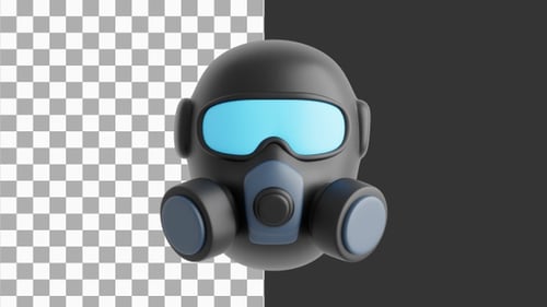 3D Animation of High-Quality Gas Mask for Industrial Safety | Alpha Channel