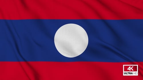 Realistic Waving Flag of Laos Loop Background