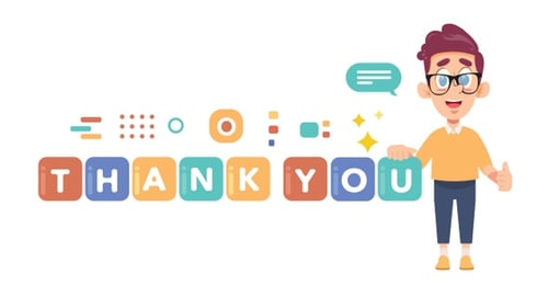 Animated Thank You Message with Happy Cartoon Character