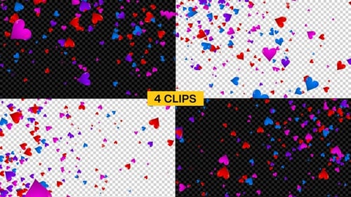 Colorful Falling Hearts Animation Pack