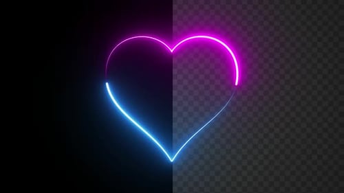 Abstract Blue And Pink Romantic Neon Glowing Light Animated Love Symbol Heartbeating Loop