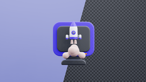 3D Animated Rocket Launch Icon for Business Startup