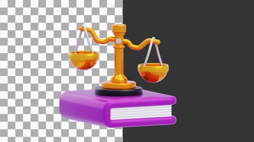 3D Law Book and Scales | Alpha Channel