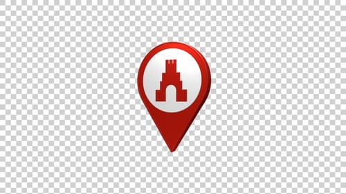 Carte du temple hindou, icône de localisation, rouge