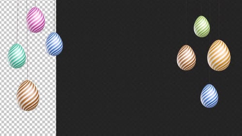Decorative Striped Easter Eggs Gently Swaying Animation