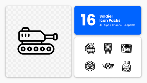 Minimalist Animated Military Icons Pack