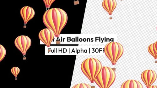 Colorful 3D Hot Air Balloons Flying Upwards