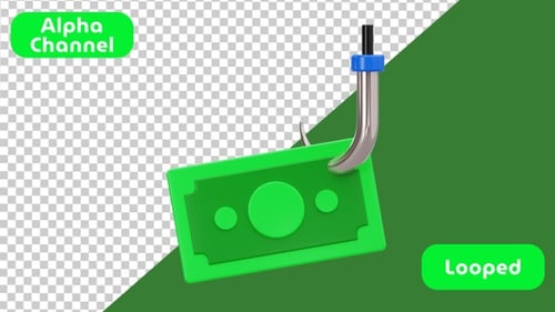 3D Animated Icon of Money Hacking | Cyber Security | Alpha Channel