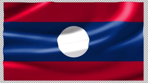 Laos Lao Flag Waving Wave Silk Fabric Seamless Loop Looped Fast Alpha Channel Flutter Fluttering