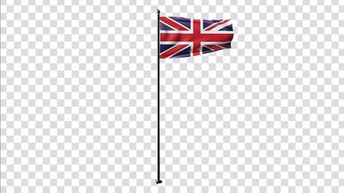 United Kingdom Flag Waving Animation on Pole