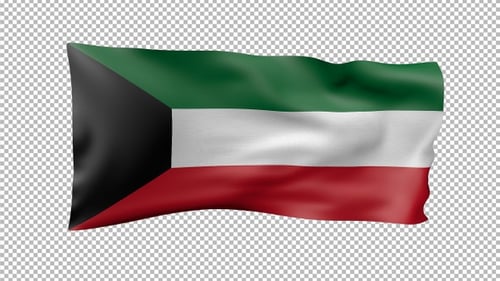 Waving Kuwait Flag Animation with Alpha Channel