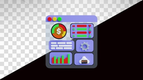3D-Animation des Finanz-Dashboards mit Diagrammen und Analysen