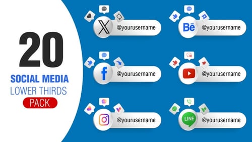 Modern Social Media Lower Thirds with Engagement Animations
