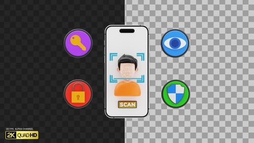 Reconocimiento 3D de escaneo facial para hombres con teléfonos inteligentes | Alpha Channel