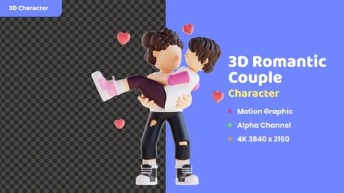 Animation de personnages de couple romantique en 3D