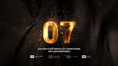 Golden Flow Particle Countdown with Elegant Backgrounds