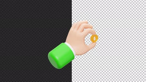 Hand Holding Coin - 4K Alpha