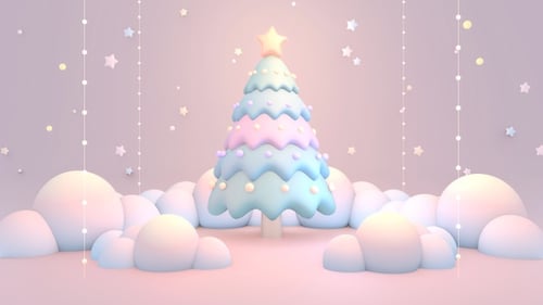 Cute Pastel Christmas Tree Holiday Seamless Loop Animation