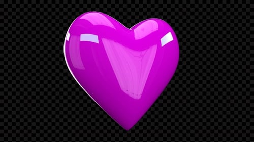 Glossy Purple Heart 3D Rotation Animation