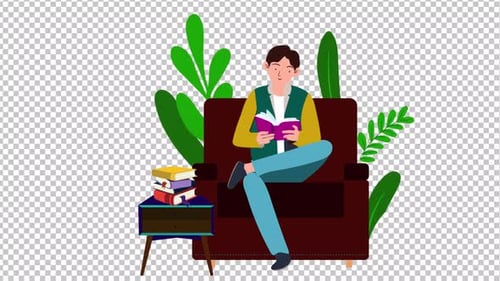 Boy reading a book | Alpha Channel