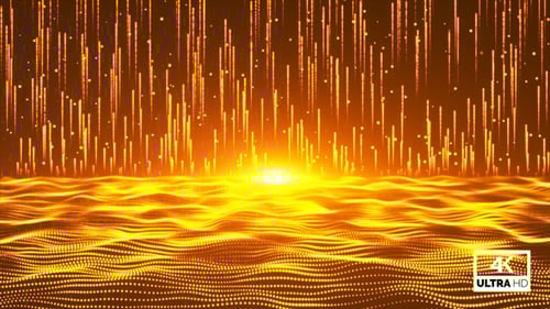 Abstract Golden Digital Particle Wave Loop Background