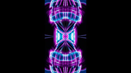 Vertikales Video, abstrakte violette und blaue Flash-Neonwellen, VJ-Loop-Animation