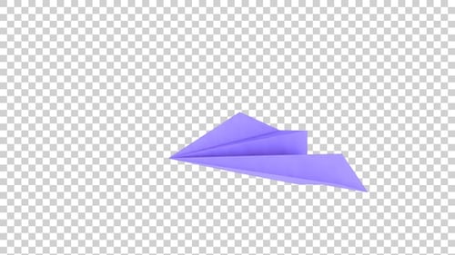 Purple Paper Airplane Flight Geometric Reveal Animation