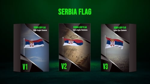 Realistic Looping Serbia Flag Alpha Channel Pack
