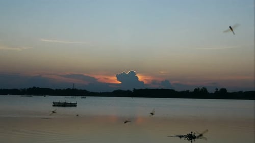 timelapse sunset at lake