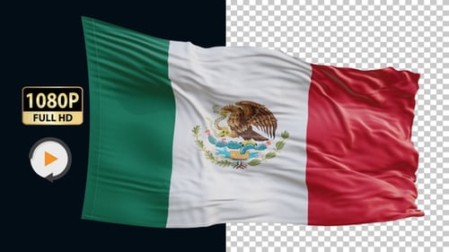 Realistic Mexico Flag Waving Animation with Alpha Channel