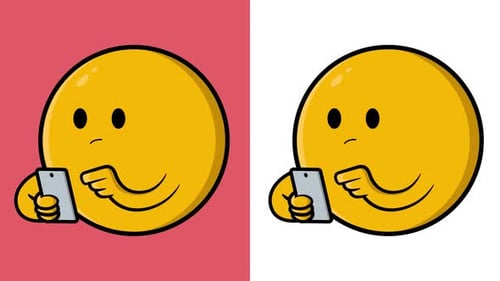 Pack Of 2 Emoji Characters on a Smartphone On Alpha And White Loop