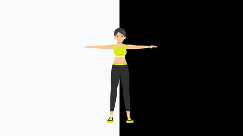 Animated Woman Doing Arm Circles Exercise in Flat Design