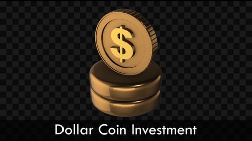 Spinning 3D Golden Dollar Coins Animation