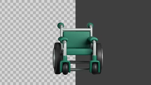 Animated 3D Wheelchair Rotating Medical Health Icon