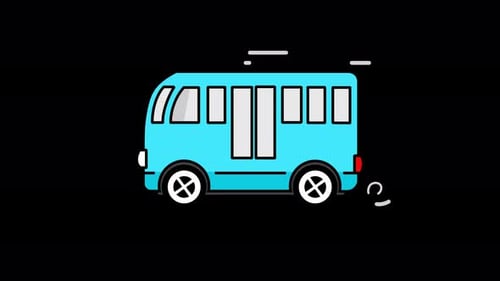 Bus car icon animation 2d transparent background and alpha channel