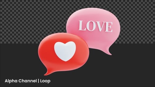 3D Animated Love and Heart Message Bubbles Animation