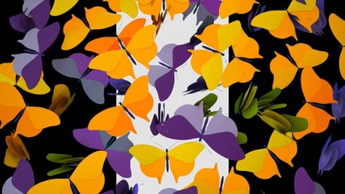 Colorful Butterflies Flying Swarm Alpha Channel Transition