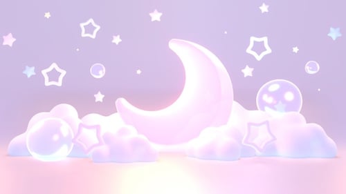 Dreamy Pastel Crescent Moon and Stars Background Loop