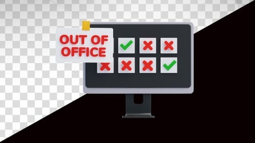 3D Monitor Animation: Checklist And Out Of Office Status
