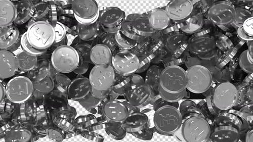 3D Silver Pound Coins Money Transition