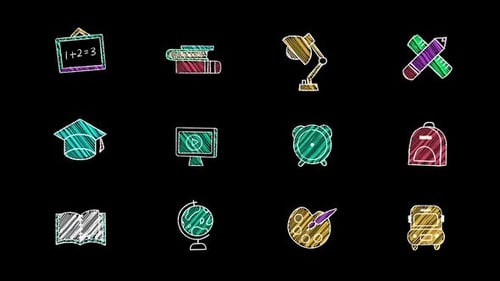 Icono educativo con estilo de tiza dibujado a mano