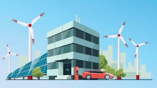 Green Energy City Animation HD Vertical