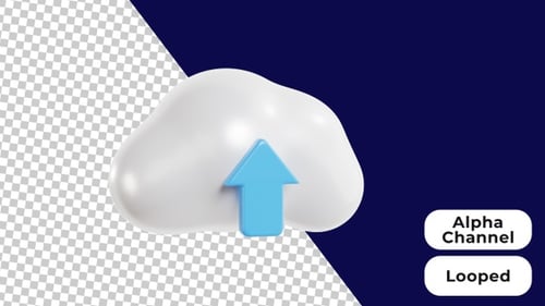 3D Animated Cloud Upload | Alpha Channel