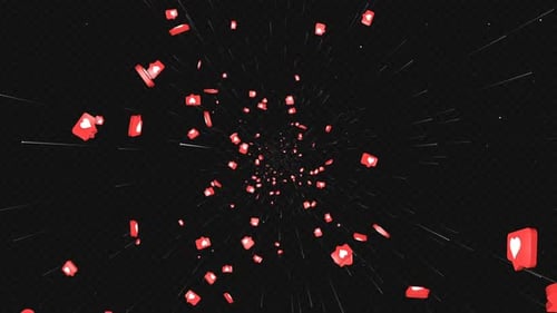 Social Media Hearts Message Animation on Alpha hannel, Loop