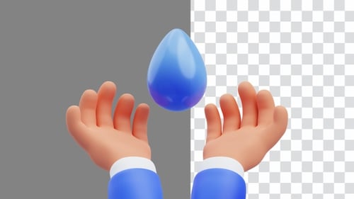 3D Animation of Save Water to Save Every Drop of Water | Alpha Channel