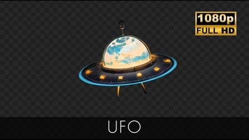 Rotating 3D Sci-Fi UFO Spaceship Animation