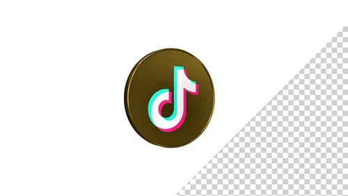 3D Golden TikTok Logo Coin Futuristic Animation