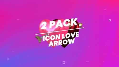 Animated Glossy 3D Hearts Pierced by Spinning Love Arrows